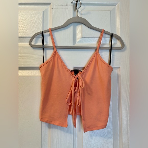 Forever 21 Coral Tie Front Top - Picture 4 of 7